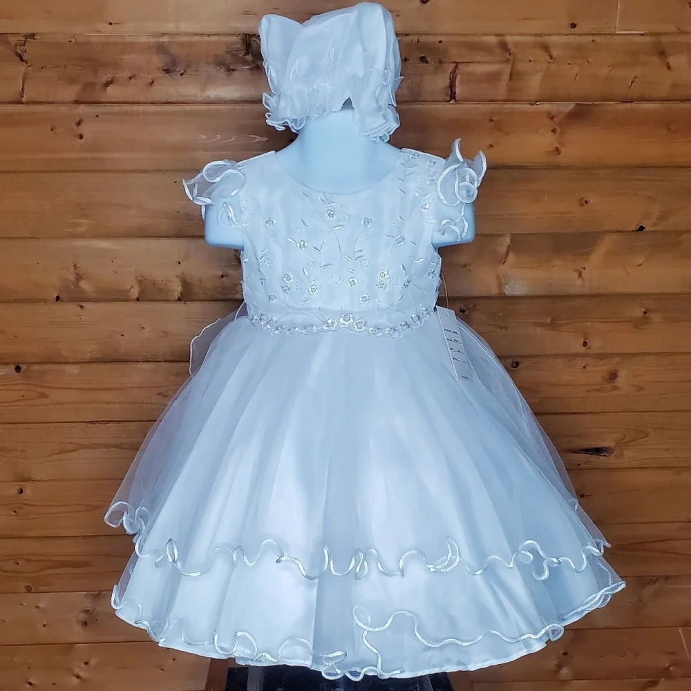 ❤ New  SHANIL white dress flowers embroidered sequins zipper size 2T 8, …